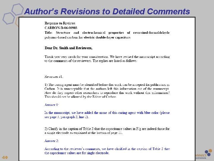 Author’s Revisions to Detailed Comments Dear Dr. Smith and Reviewers, 40 