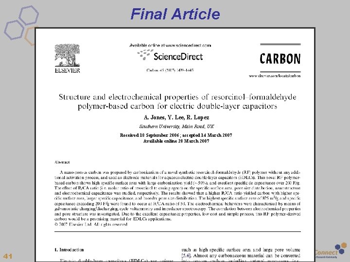 Final Article A. Jones, Y. Lee, R. Lopez Southern University, Main Road, UK Received