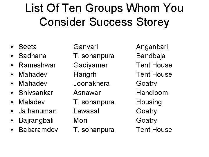 List Of Ten Groups Whom You Consider Success Storey • • • Seeta Sadhana