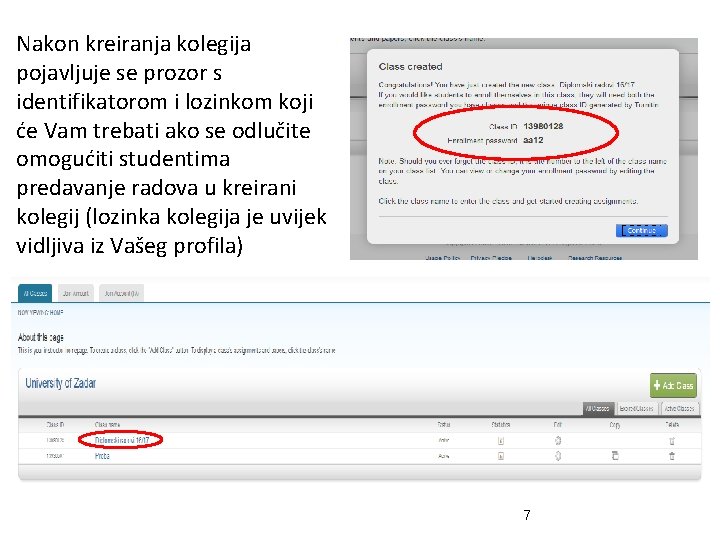 Nakon kreiranja kolegija pojavljuje se prozor s identifikatorom i lozinkom koji će Vam trebati