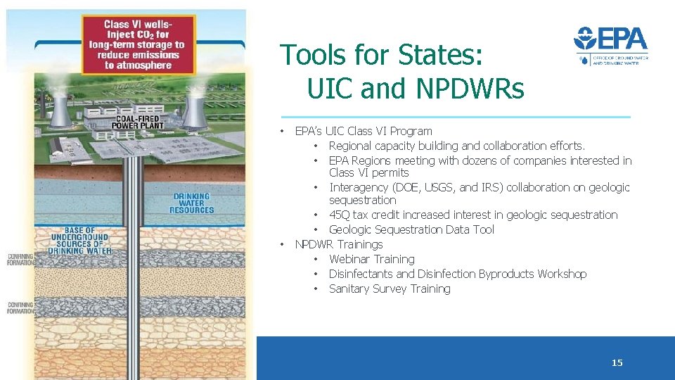 Tools for States: UIC and NPDWRs • • EPA’s UIC Class VI Program •