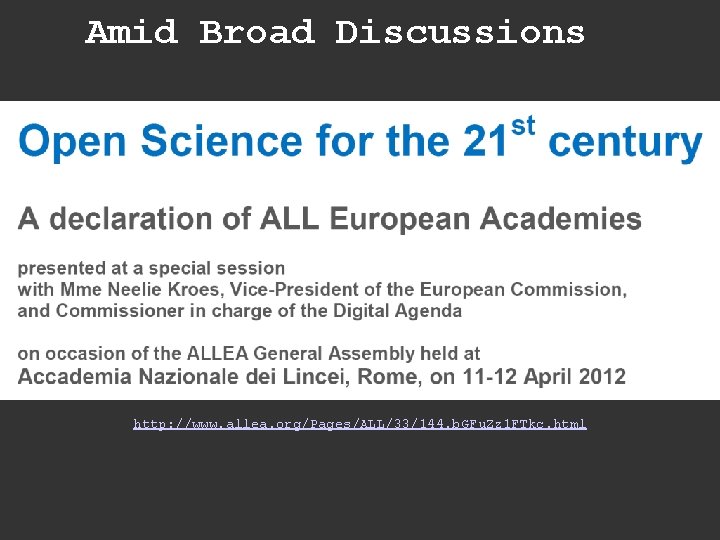 Amid Broad Discussions http: //www. allea. org/Pages/ALL/33/144. b. GFu. Zz 1 FTkc. html 