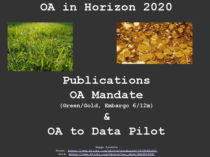 OA in Horizon 2020 Publications OA Mandate (Green/Gold, Embargo 6/12 m) & OA to