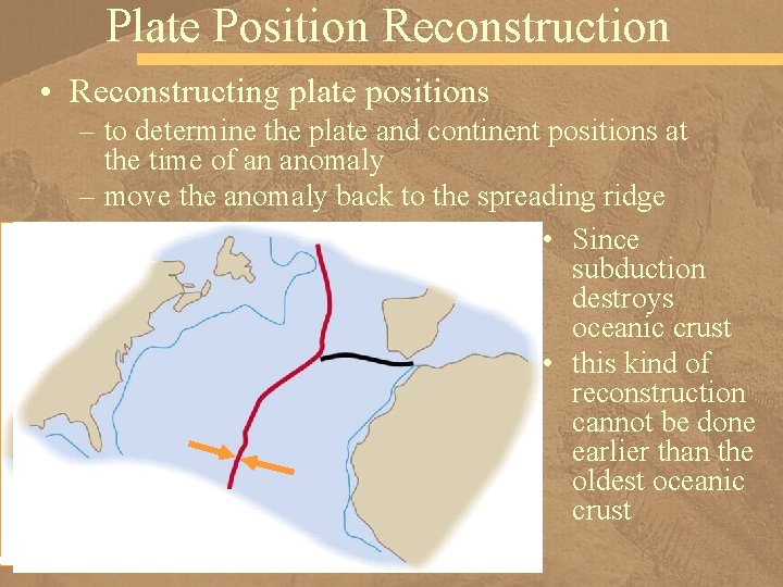 Plate Position Reconstruction • Reconstructing plate positions – to determine the plate and continent