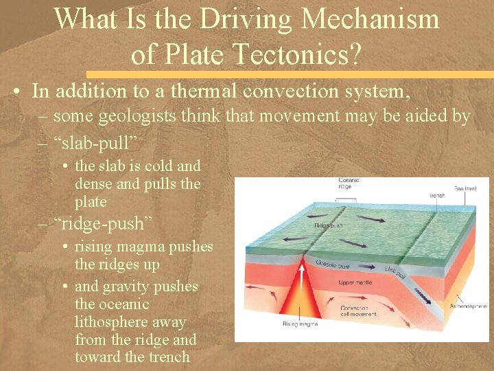 What Is the Driving Mechanism of Plate Tectonics? • In addition to a thermal