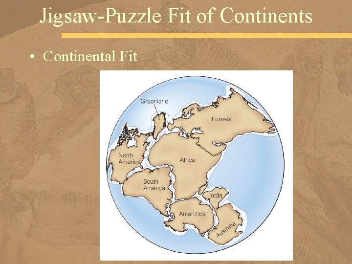Jigsaw-Puzzle Fit of Continents • Continental Fit 