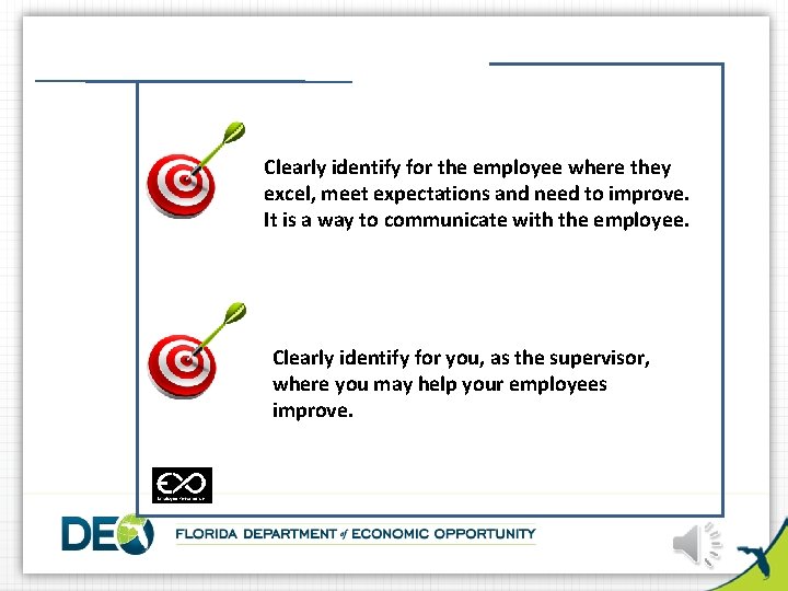 Clearly identify for the employee where they excel, meet expectations and need to improve.