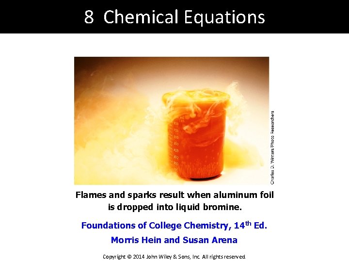 8 Chemical Equations Flames and sparks result when