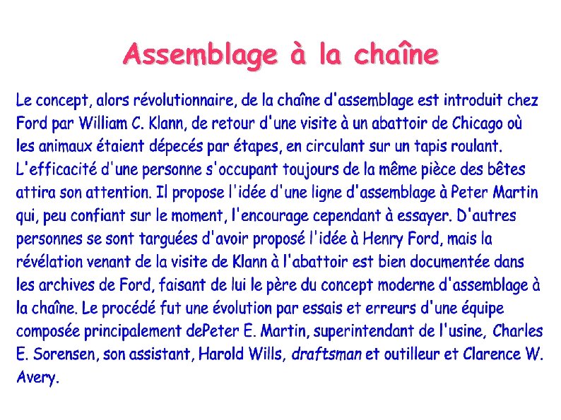 Assemblage à la chaîne 