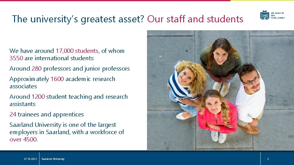 The university’s greatest asset? Our staff and students We have around 17, 000 students,
