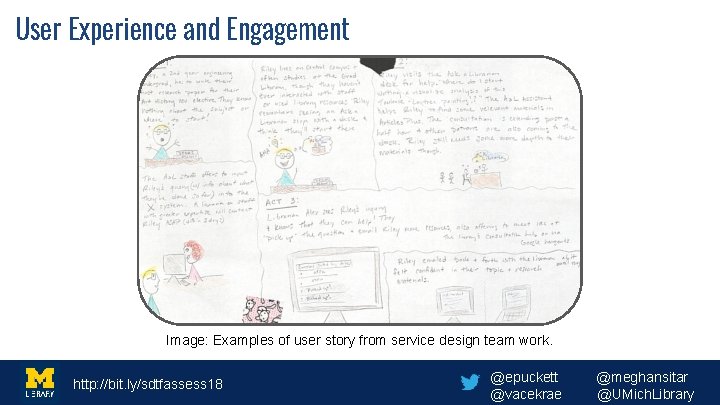 User Experience and Engagement Image: Examples of user story from service design team work.