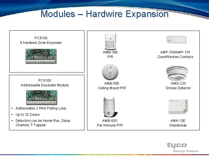 Modules – Hardwire Expansion PC 5108 8 Hardwire Zone Expander AMB-300 PIR PC 5100