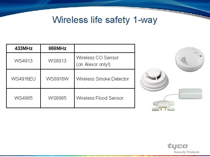 Wireless life safety 1 -way 433 MHz 868 MHz WS 4913 WS 8913 WS