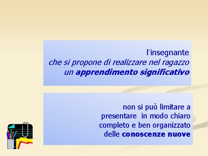 l’insegnante che si propone di realizzare nel ragazzo un apprendimento significativo non si può