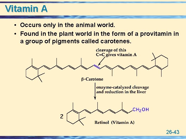 Vitamin A • Occurs only in the animal world. • Found in the plant