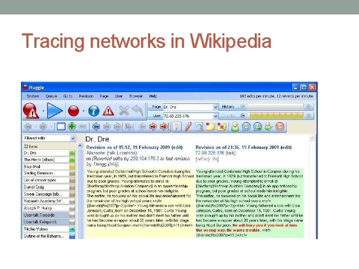 Tracing networks in Wikipedia 