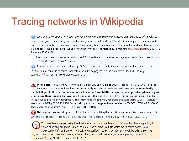 Tracing networks in Wikipedia 