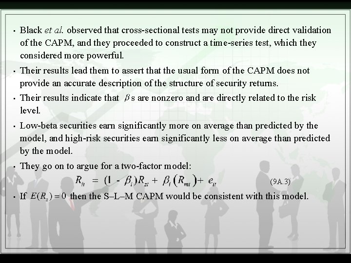  • Black et al. observed that cross-sectional tests may not provide direct validation