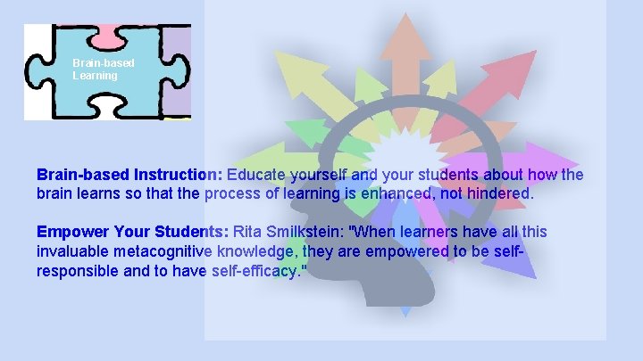 Brain-based Learning Brain-based Instruction: Educate yourself and your students about how the brain learns Brain-based Learning Brain-based Instruction: Educate yourself and your students about how the brain learns