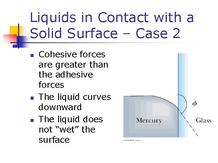 Liquids in Contact with a Solid Surface – Case 2 n n n Cohesive