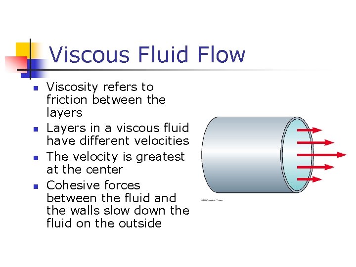 Viscous Fluid Flow n n Viscosity refers to friction between the layers Layers in