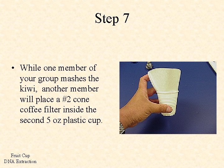Step 7 • While one member of your group mashes the kiwi, another member