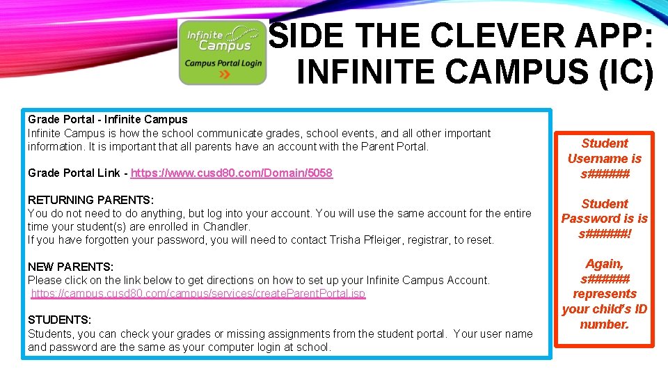INSIDE THE CLEVER APP: INFINITE CAMPUS (IC) Grade Portal - Infinite Campus is how