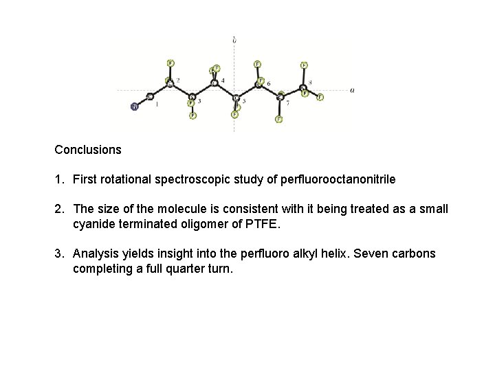 Conclusions 1. First rotational spectroscopic study of perfluorooctanonitrile 2. The size of the molecule