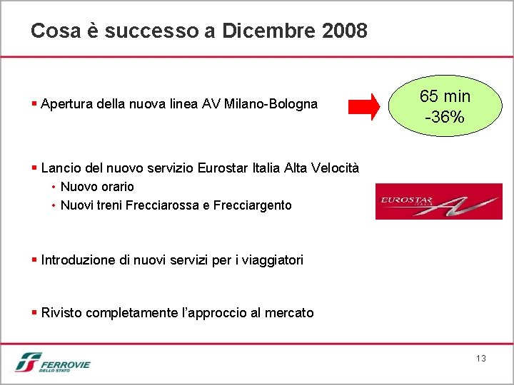 Cosa è successo a Dicembre 2008 § Apertura della nuova linea AV Milano-Bologna 65