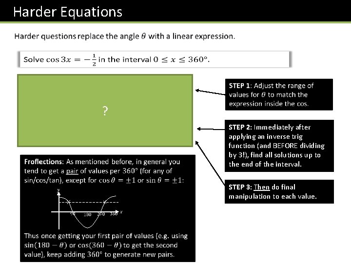 Harder Equations ? STEP 2: Immediately after applying an inverse trig function (and BEFORE
