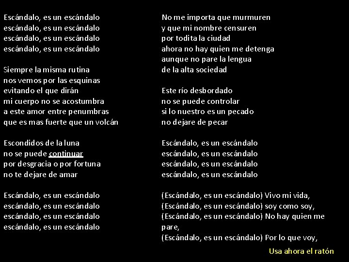Escándalo, es un escándalo, es un escándalo, es un escándalo Siempre la misma rutina