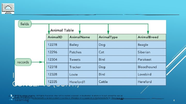 INTRODUCTION TO DATABASE CONCEPTS (CONT. ) © 2017 Cengage Learning. All Rights Reserved. May