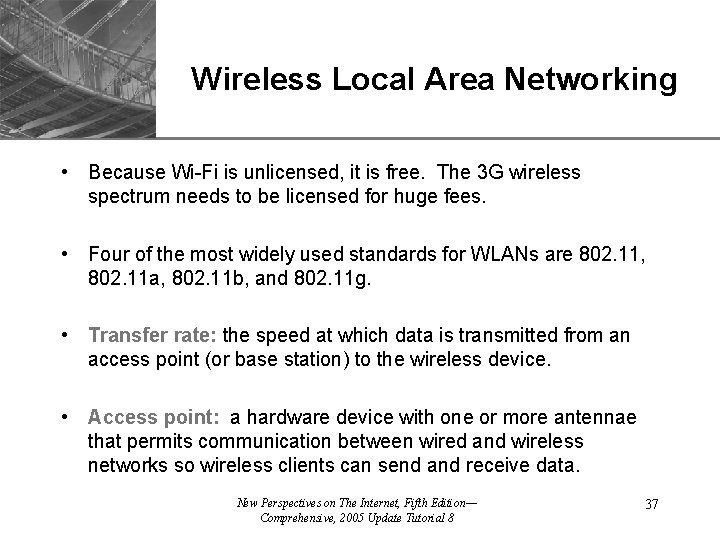 XP Wireless Local Area Networking • Because Wi-Fi is unlicensed, it is free. The
