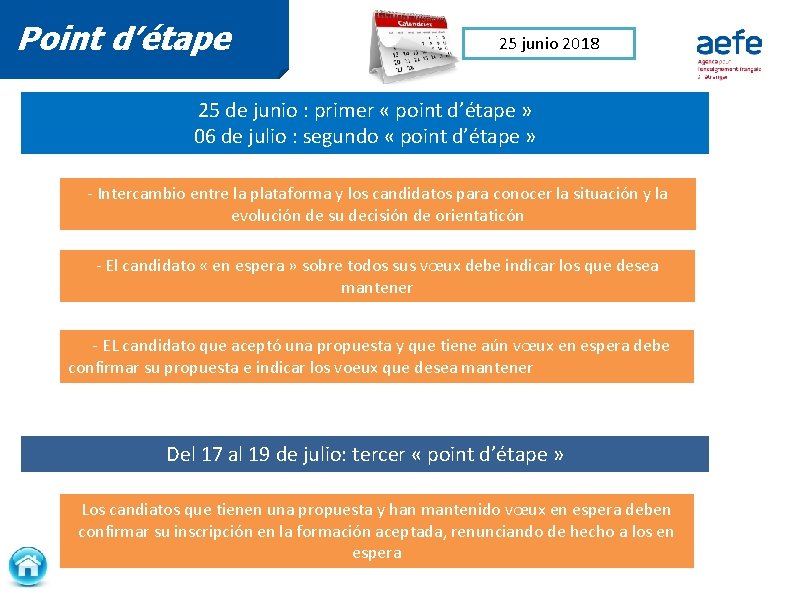 Point d’étape 25 junio 2018 25 de junio : primer « point d’étape »