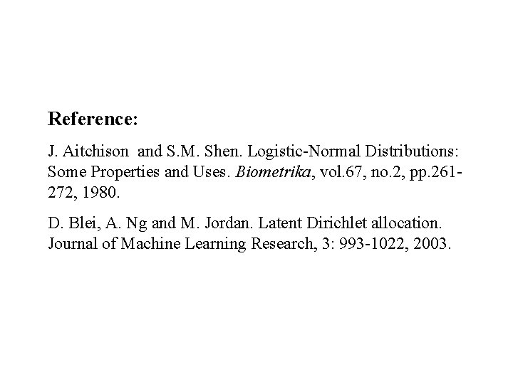 Reference: J. Aitchison and S. M. Shen. Logistic-Normal Distributions: Some Properties and Uses. Biometrika,