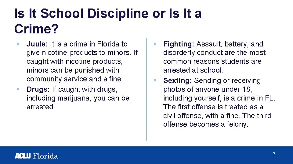 Is It School Discipline or Is It a Crime? ▪ Juuls: It is a