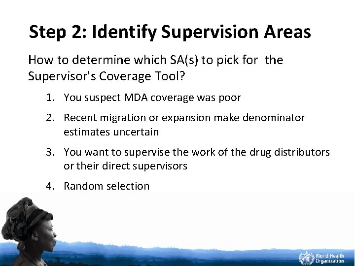 Step 2: Identify Supervision Areas How to determine which SA(s) to pick for the