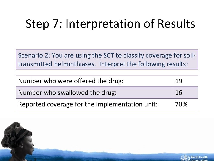 Step 7: Interpretation of Results Scenario 2: You are using the SCT to classify