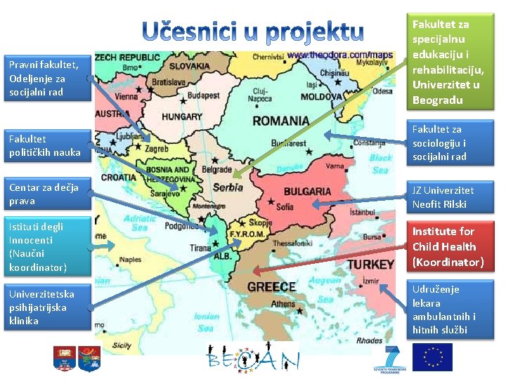 Pravni fakultet, Odeljenje za socijalni rad Fakultet za specijalnu edukaciju i rehabilitaciju, Univerzitet u