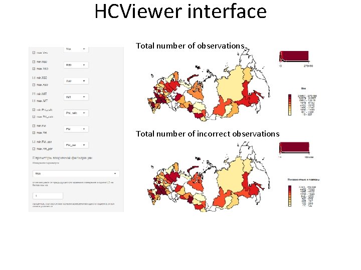 HCViewer interface Total number of observations Total number of incorrect observations 