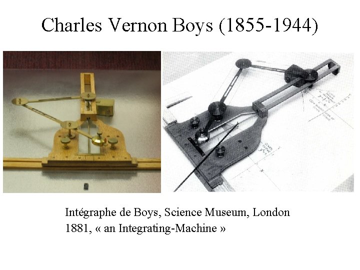 Charles Vernon Boys (1855 -1944) Intégraphe de Boys, Science Museum, London 1881, « an