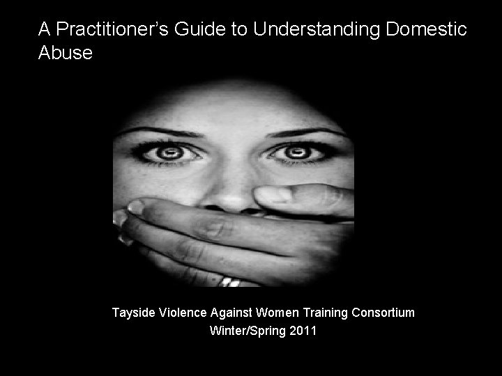 A Practitioner’s Guide to Understanding Domestic Abuse Tayside Violence Against Women Training Consortium Winter/Spring