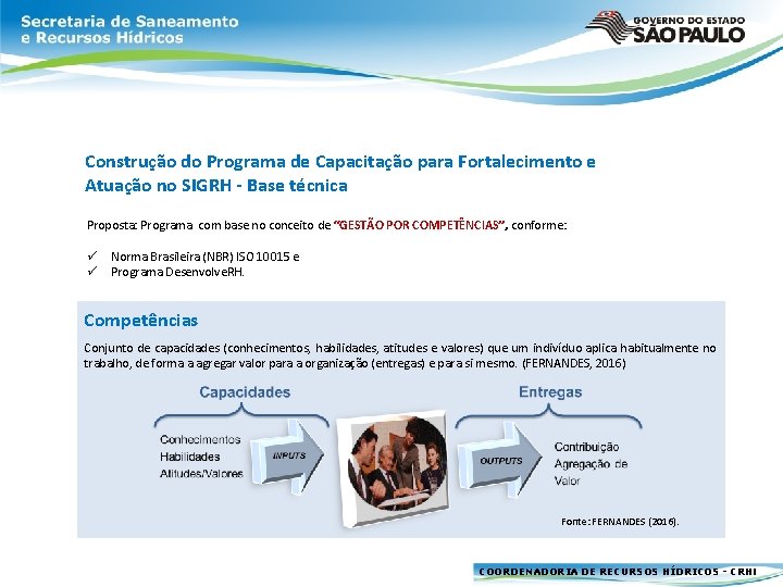 Construção do Programa de Capacitação para Fortalecimento e Atuação no SIGRH - Base técnica