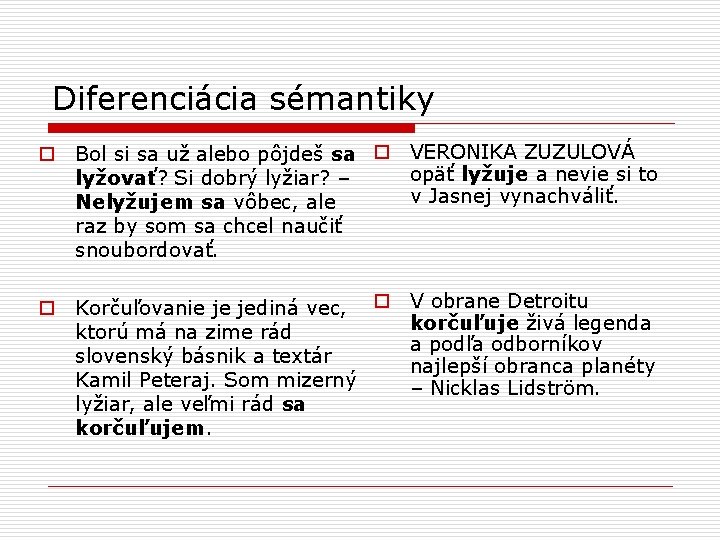 Diferenciácia sémantiky o Bol si sa už alebo pôjdeš sa o VERONIKA ZUZULOVÁ opäť