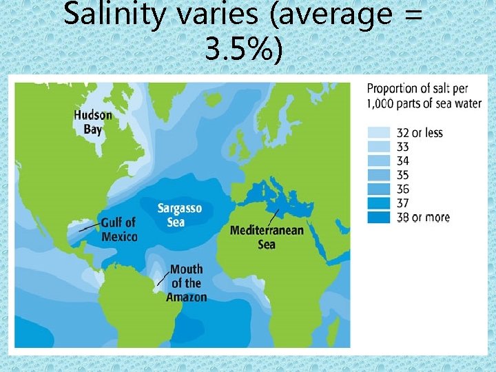 Salinity varies (average = 3. 5%) 