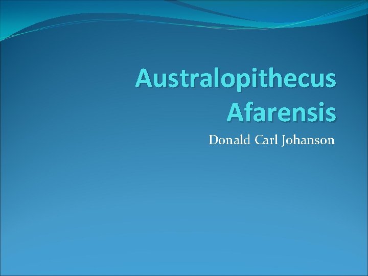 Australopithecus Afarensis Donald Carl Johanson 
