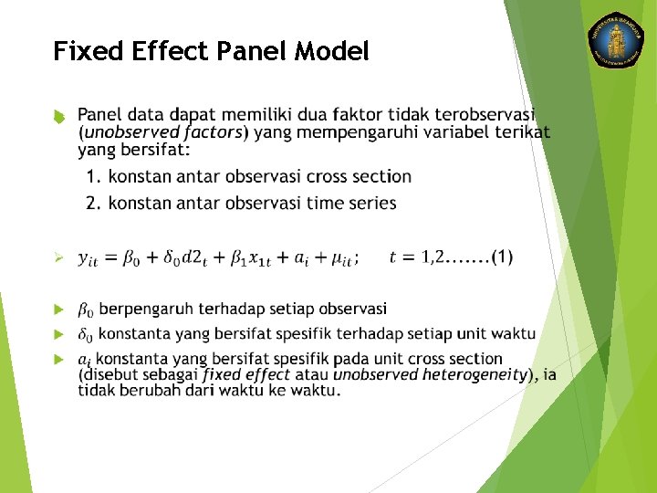 Fixed Effect Panel Model 