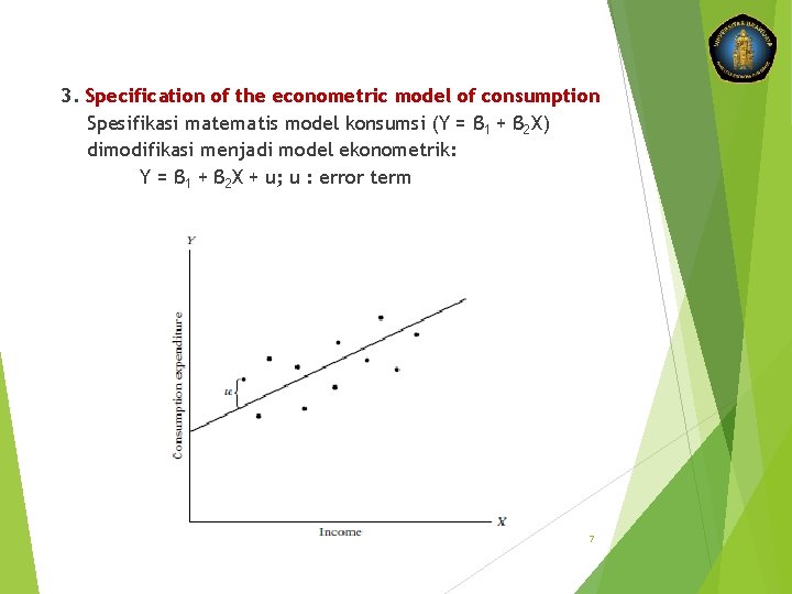 3. Specification of the econometric model of consumption Spesifikasi matematis model konsumsi (Y =