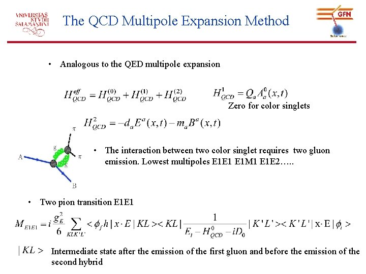 The QCD Multipole Expansion Method • Analogous to the QED multipole expansion Zero for