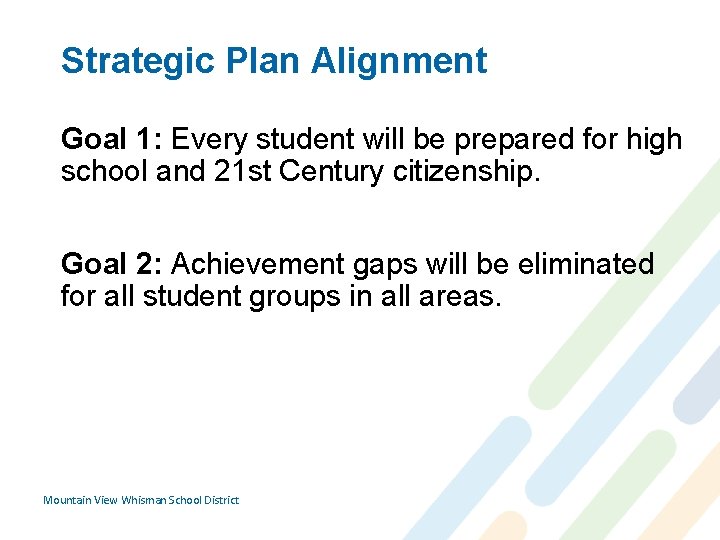 Strategic Plan Alignment Goal 1: Every student will be prepared for high school and